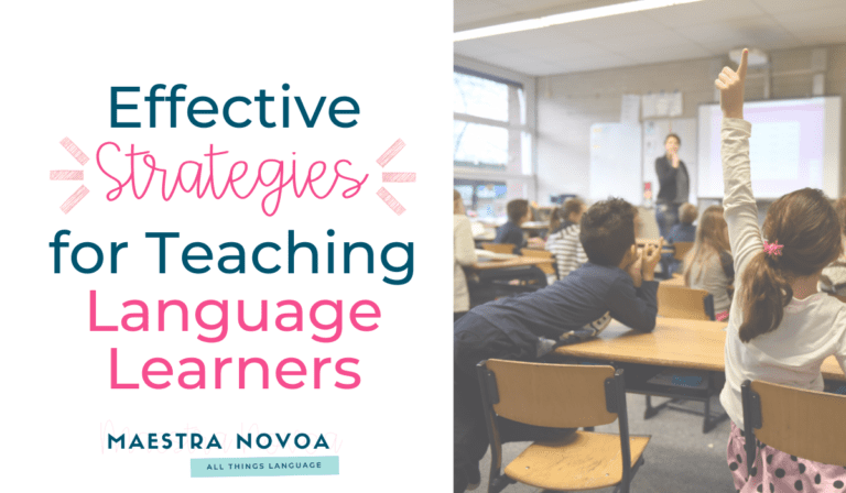 Students raising hand in classroom that uses effective strategies for language learners