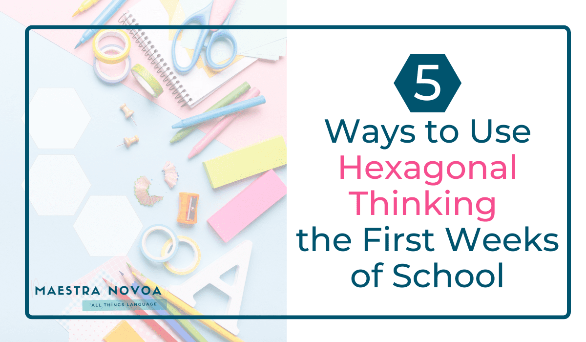 school supplies with hexagons with title of blog post